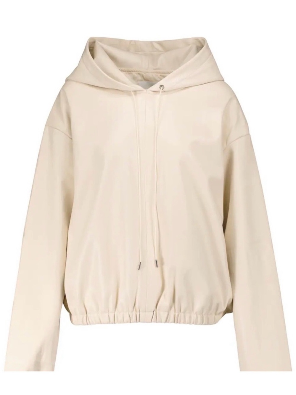 The Frankie Shop Agata Faux Leather Oversized Hoodie in Milk